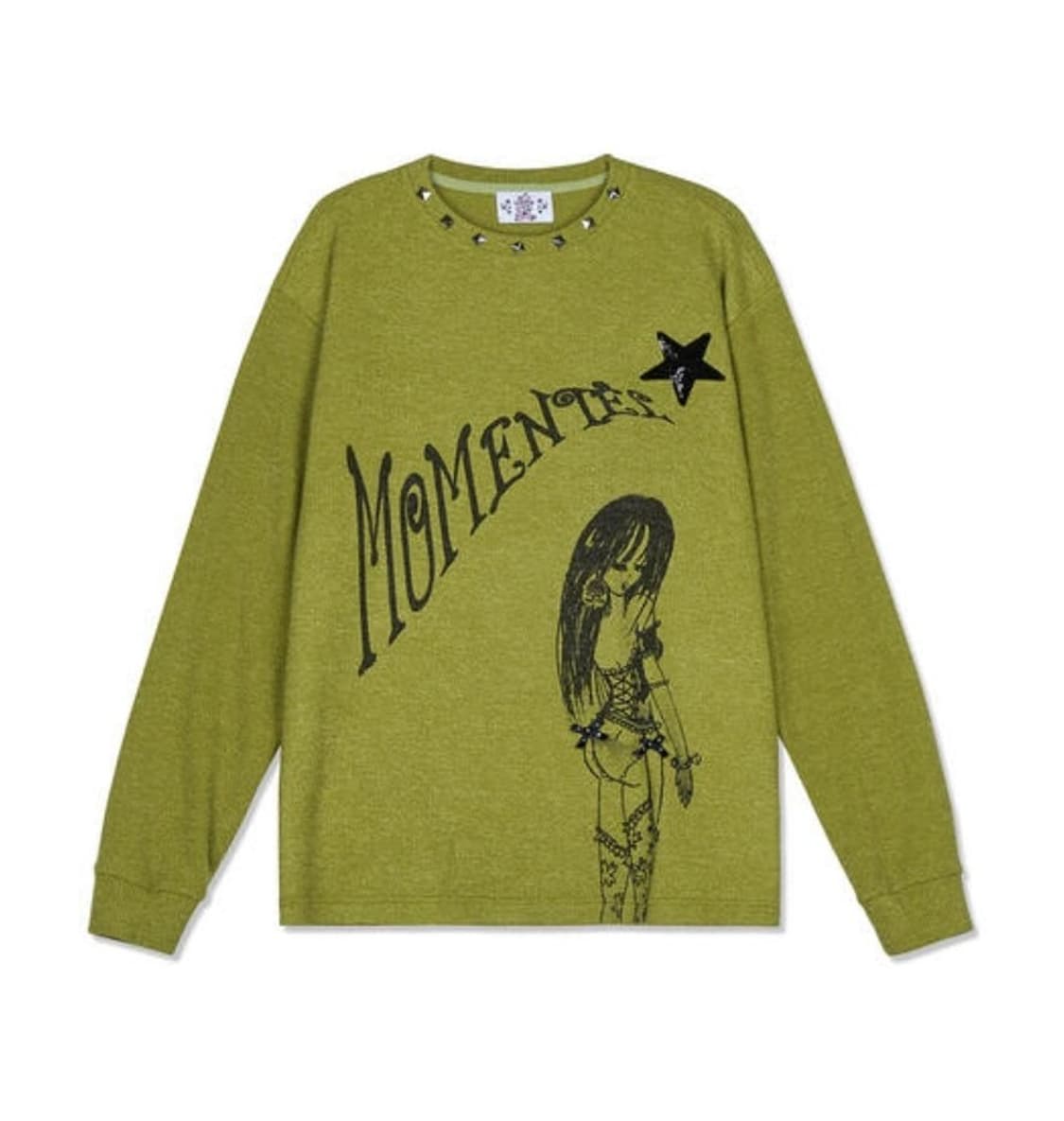 모멘텔 Studded MOMENTEL Girl Knit Olive 상품이미지1