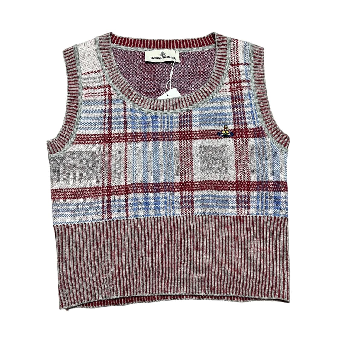 비비안웨스트우드 orb 체크 니트 베스트 상품이미지1