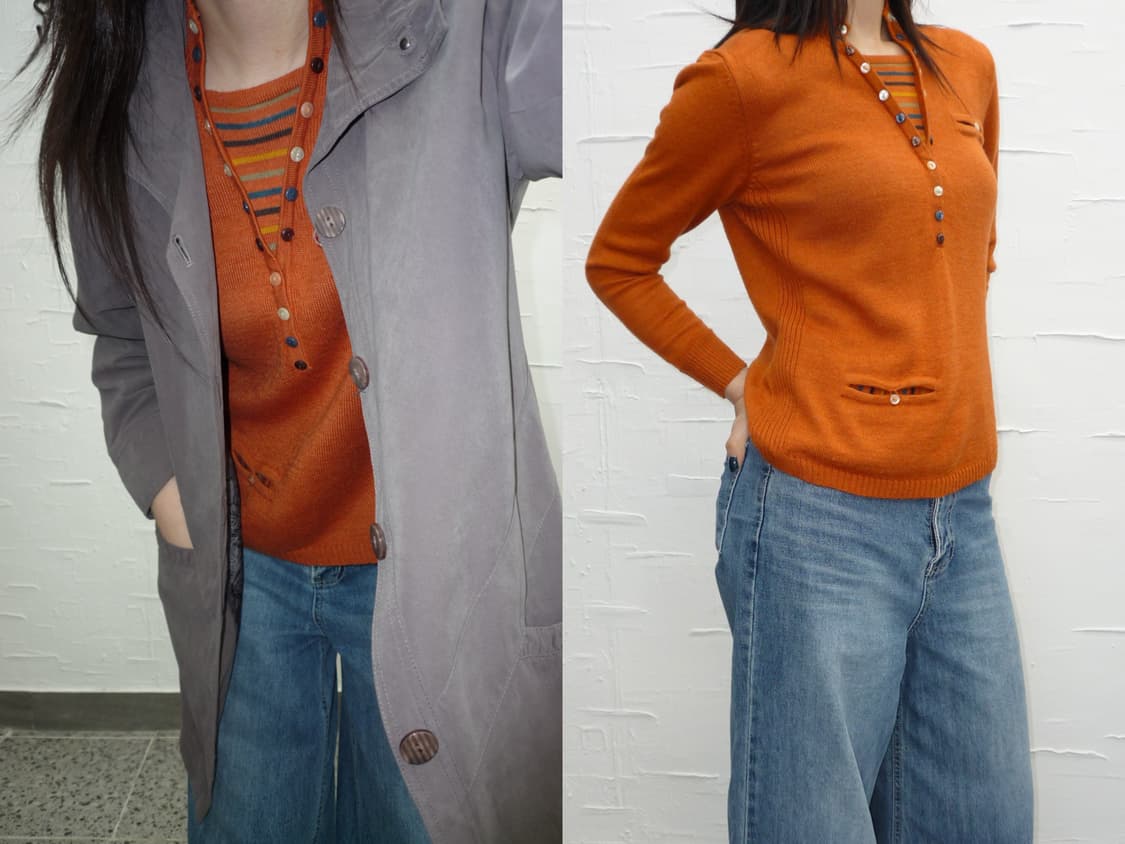 Orange button detail knit 상품이미지1