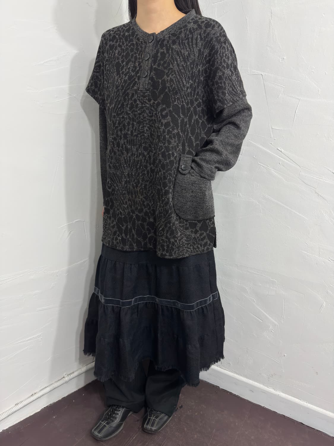across black leopard layered top 상품이미지4