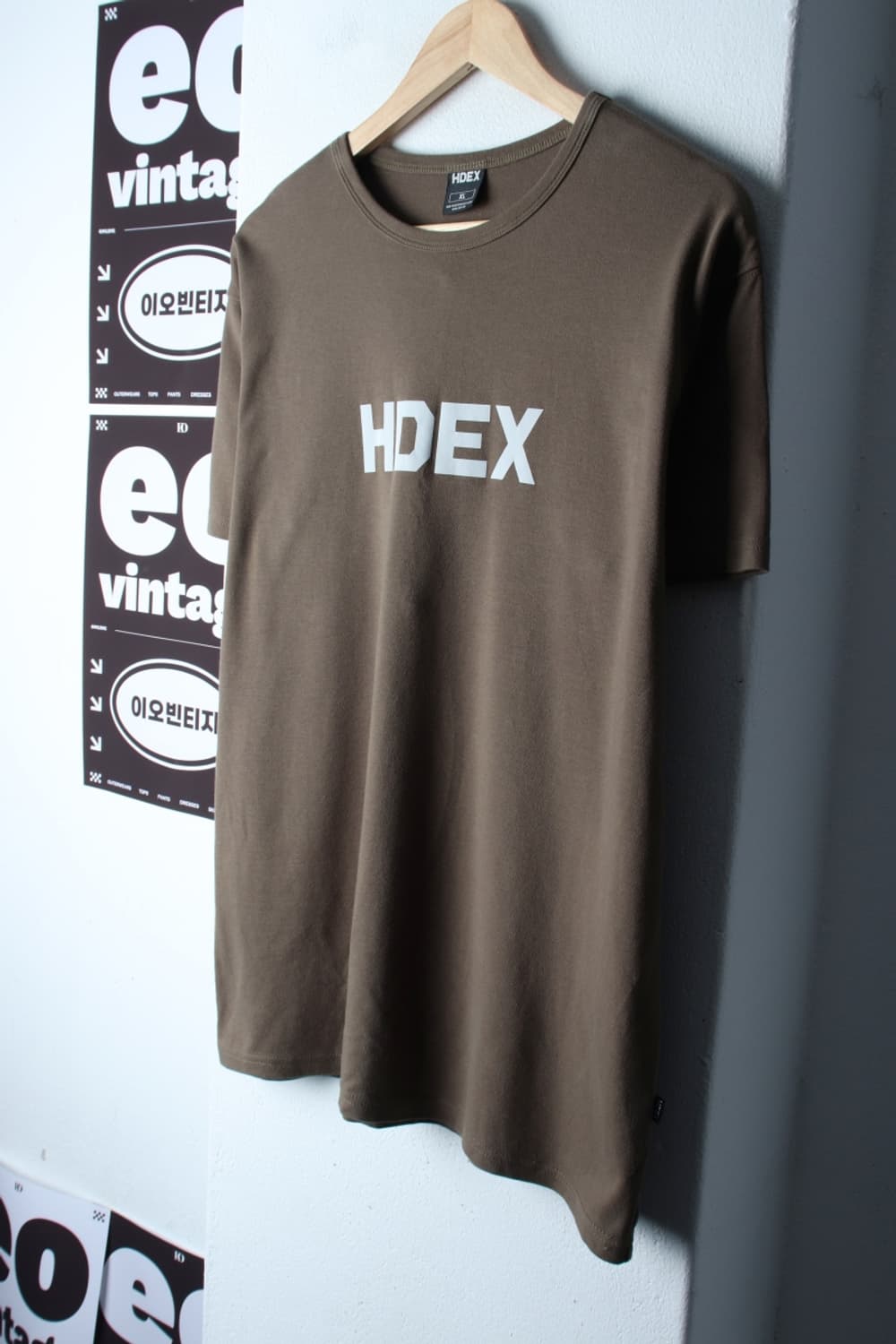 (XL-2XL) 에이치덱스 반팔 티셔츠 빅로고 카키 스판-H32399 상품이미지1