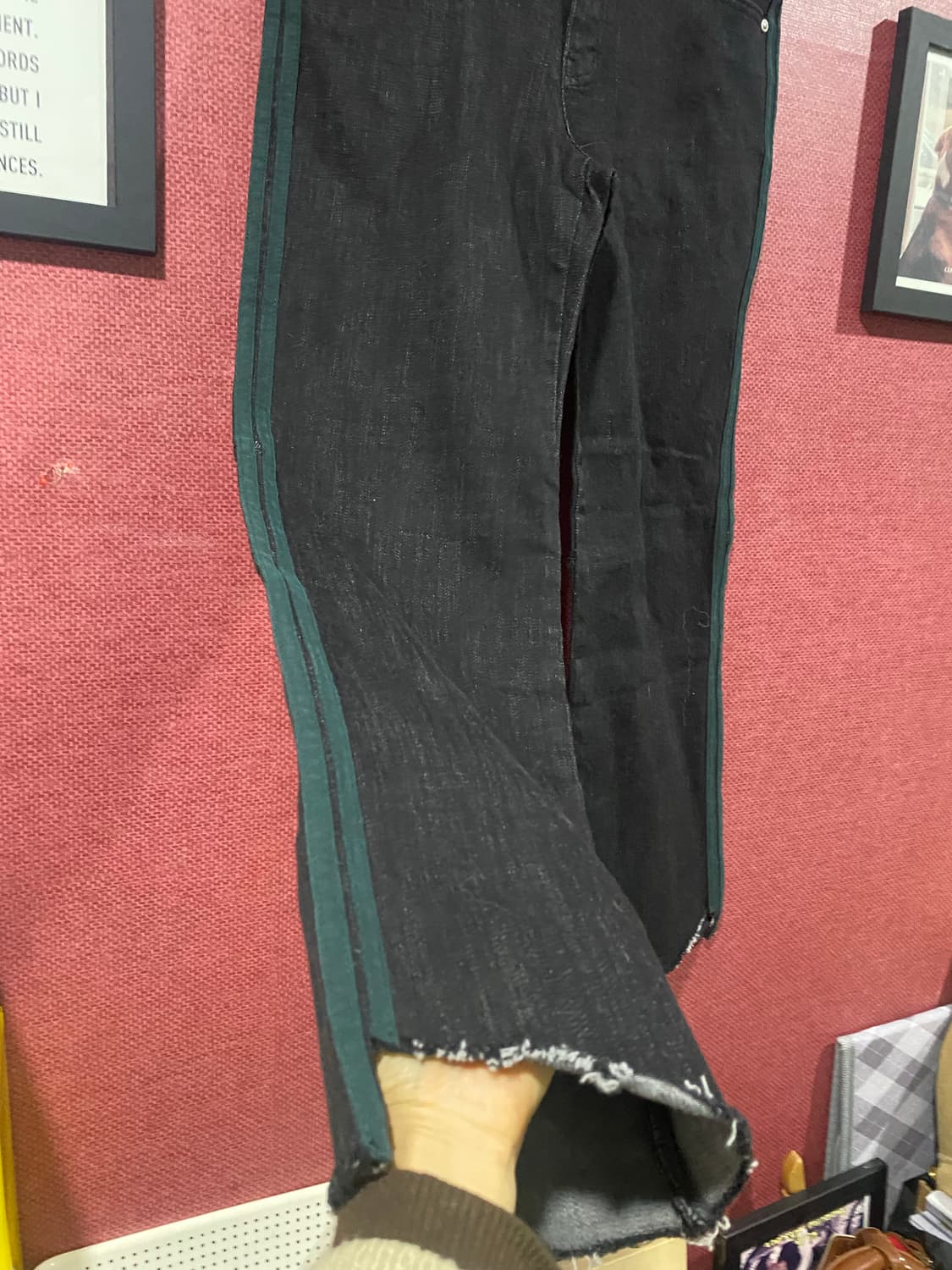 블랙 옆라인 데님 팬츠 상품이미지1