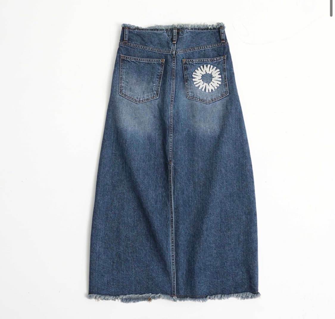 컷팅 엣지 풀 랭스 데님 스커트 (딥 블루) 상품이미지1