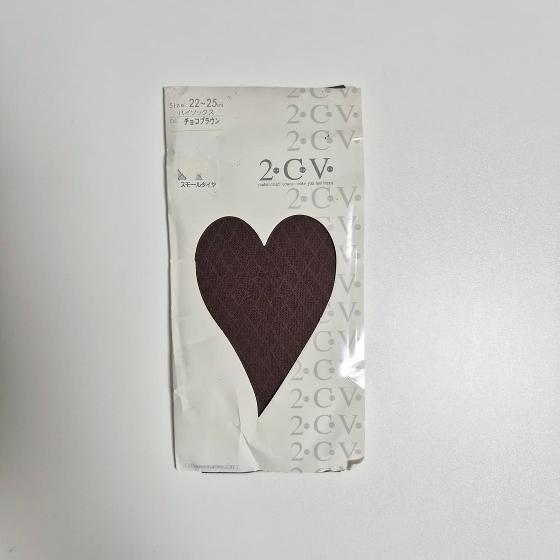 2CV 초콜릿 브라운 다이아 패턴 하이삭스 스타킹 상품이미지3