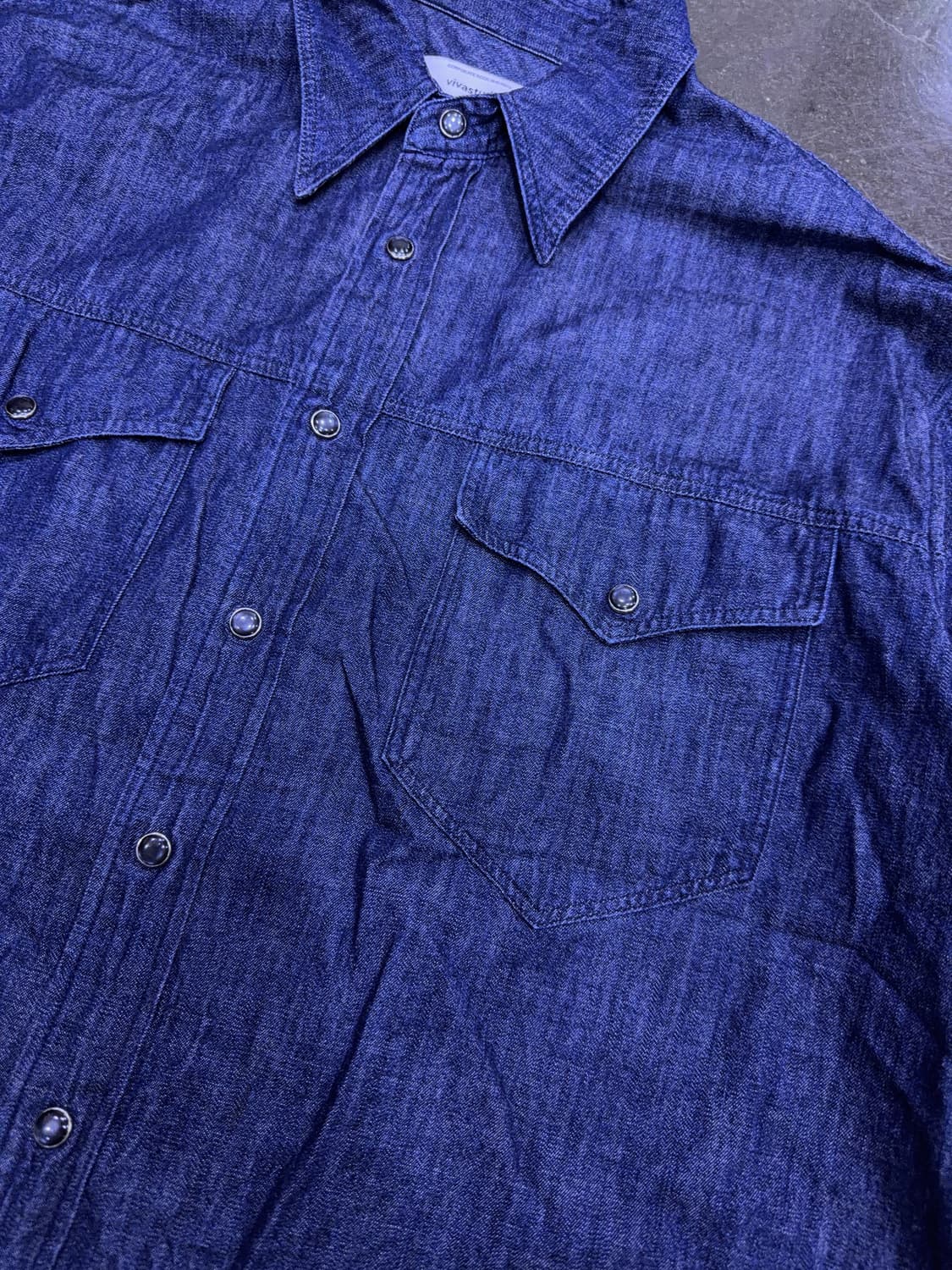 비바스튜디오 데미지 웨스턴 데님셔츠 딥인디고 L 상품이미지4