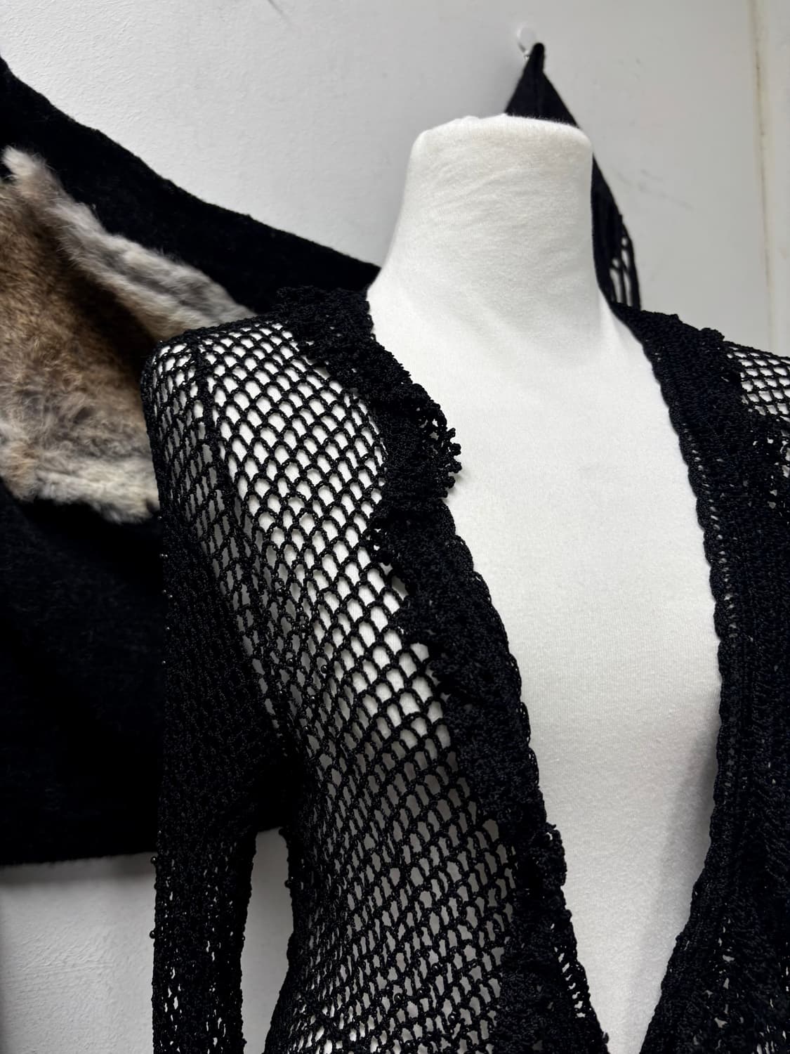 “Vintage”Y2K Mood Black Mesh Cardigan 상품이미지3