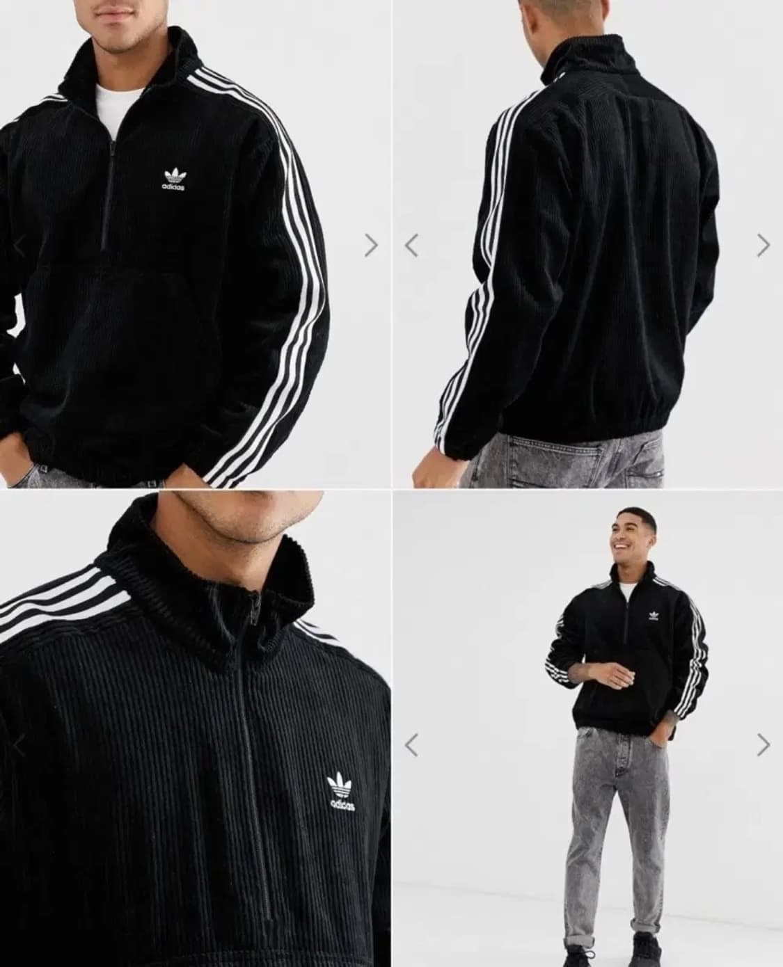1회착 아디다스 코듀로이 벨벳 하프집업 아노락 / L  상품이미지6