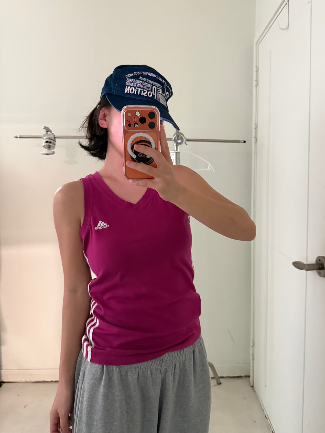 일본빈티지 아디다스 핫핑크 슬리브리스 상품이미지6