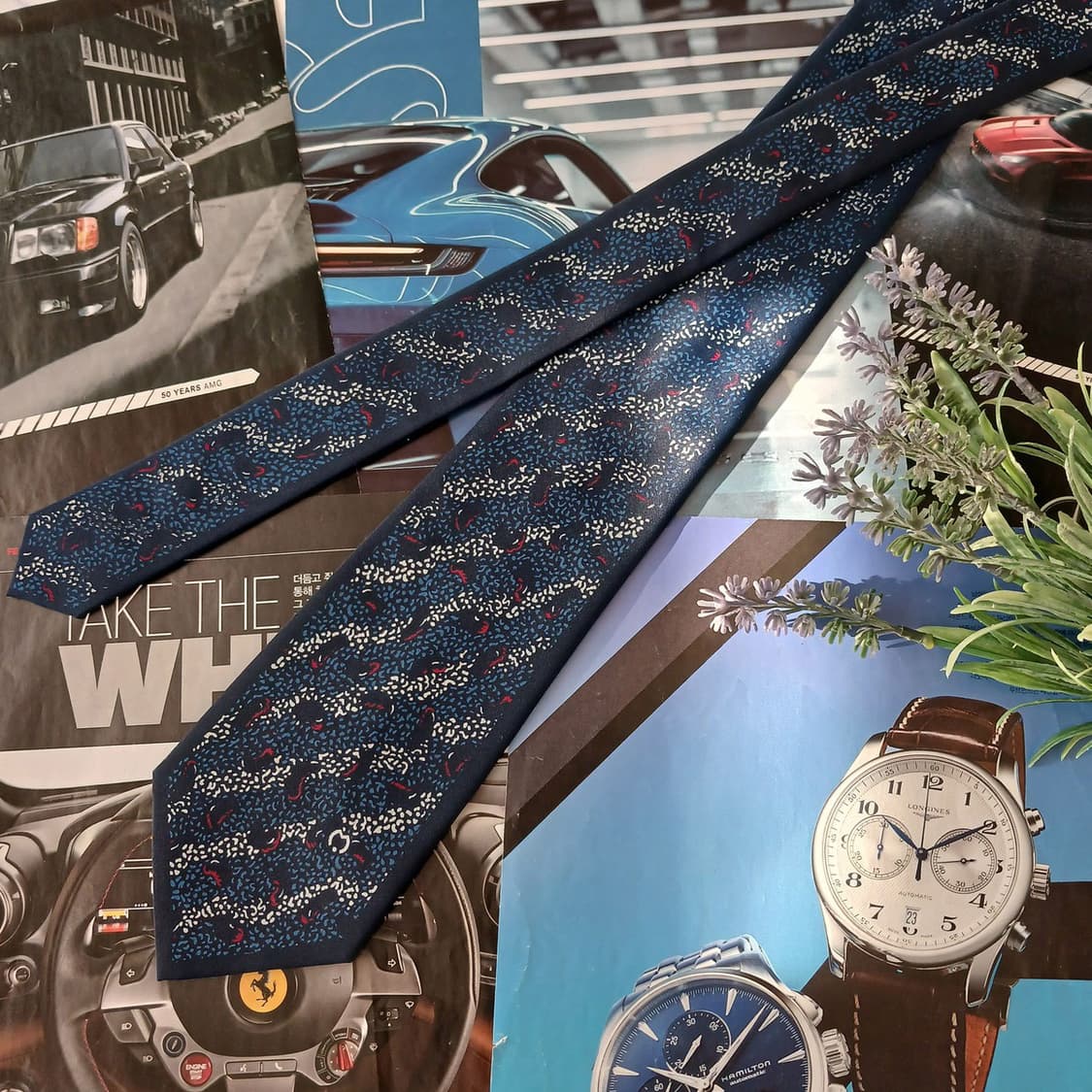 밀라숀 실크 네이비 패턴 넥타이 9.2cm A+등급 A19404
 상품이미지5