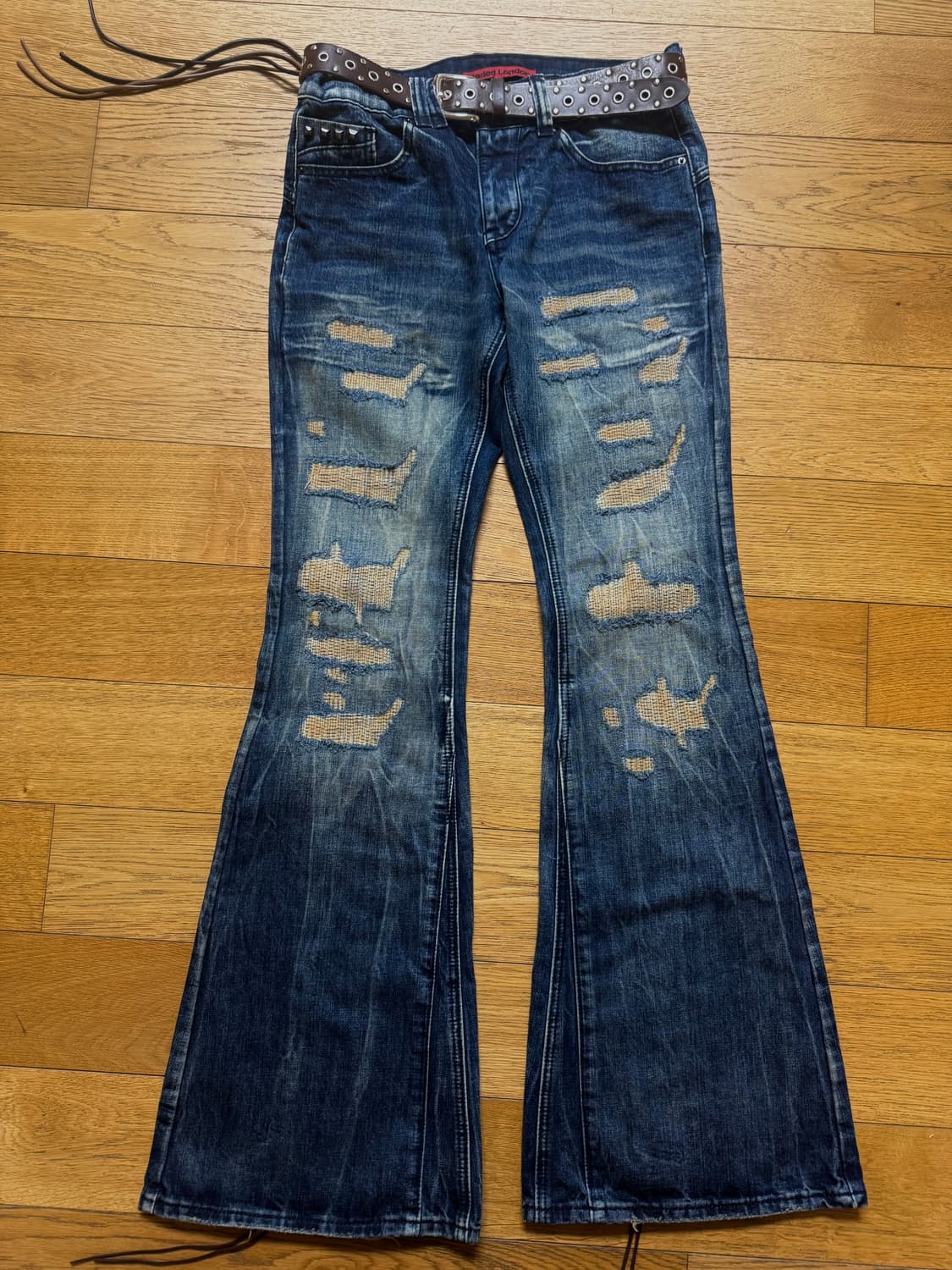 Jaded London 워시드 블루 레이스 플레어 진 W30 상품이미지3