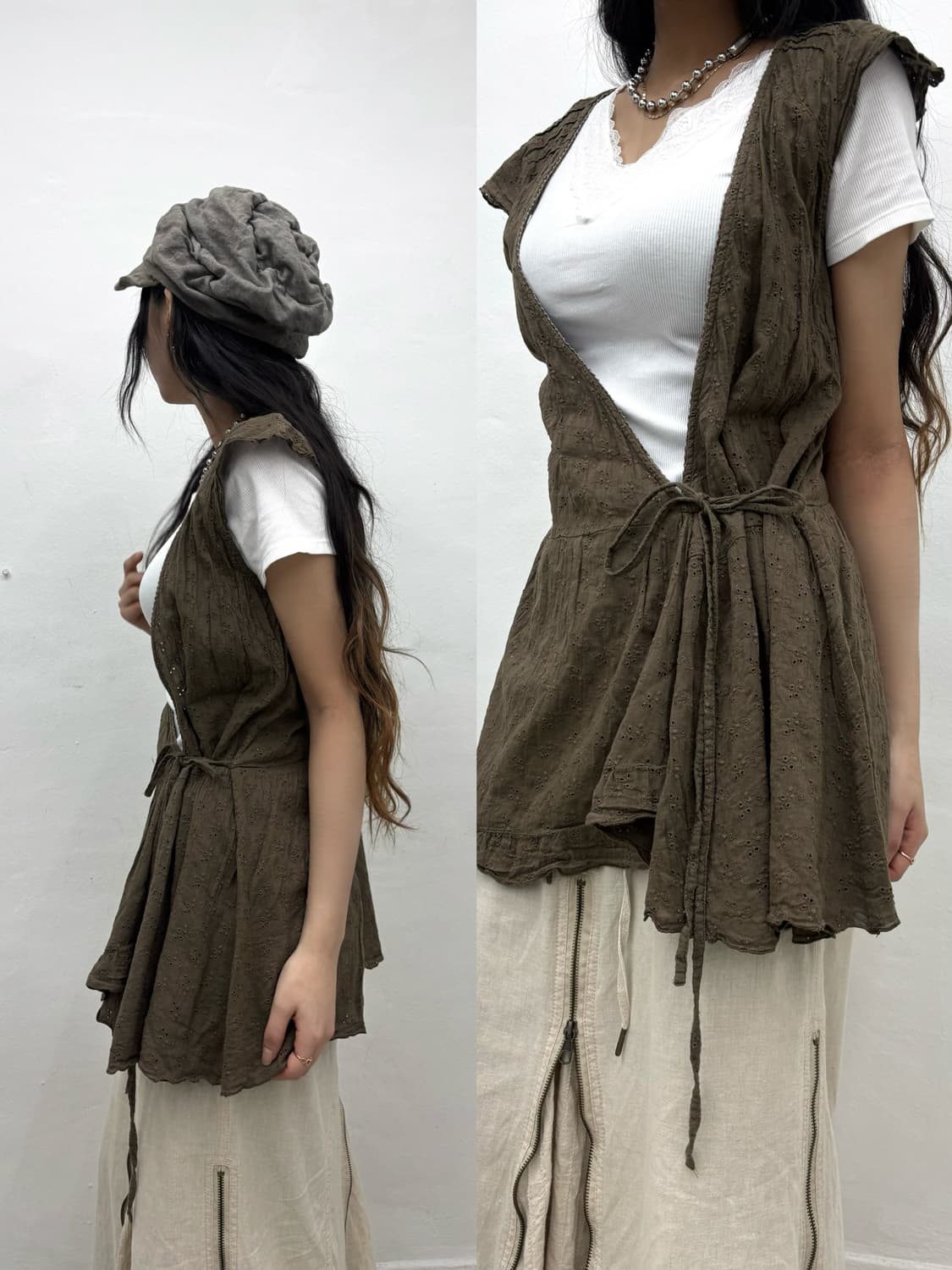 vintage brown tied top  상품이미지4