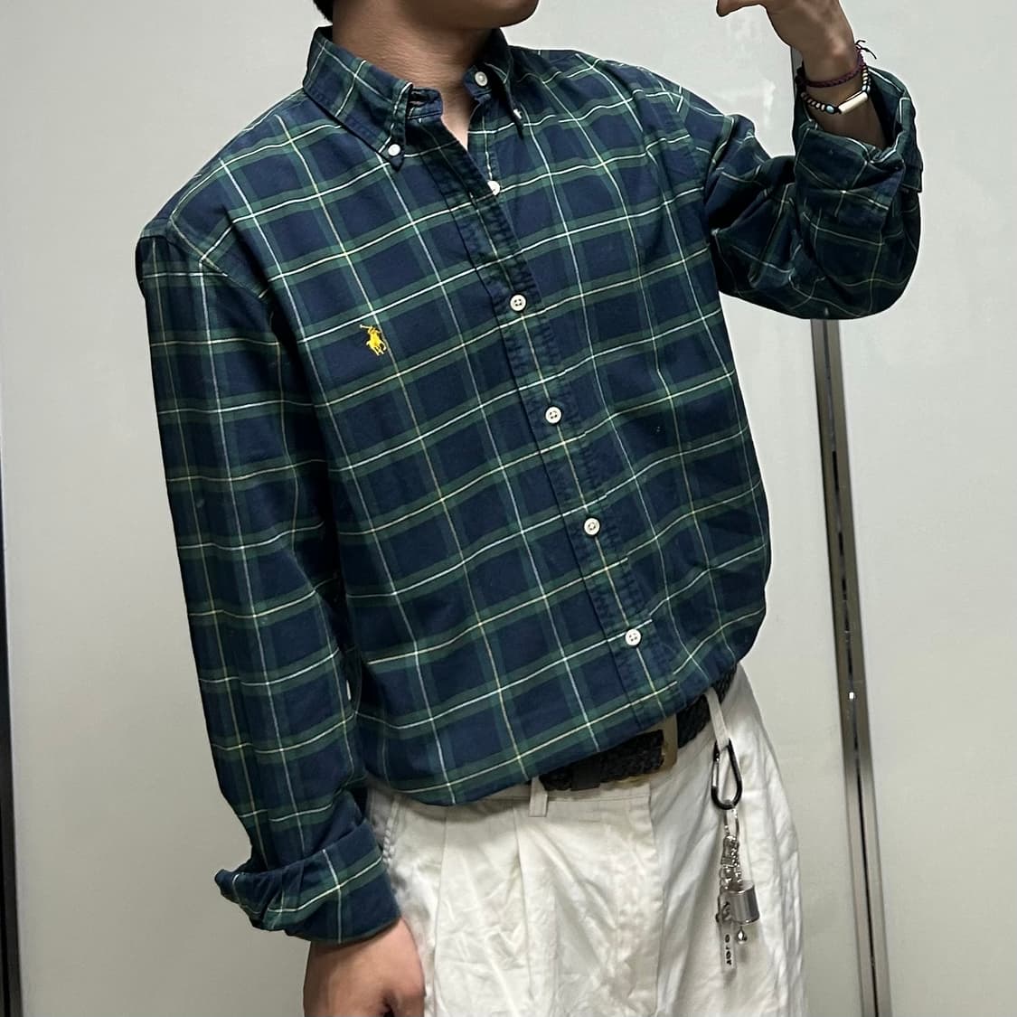 폴로 타탄체크 슬림핏 셔츠 (M) 상품이미지3