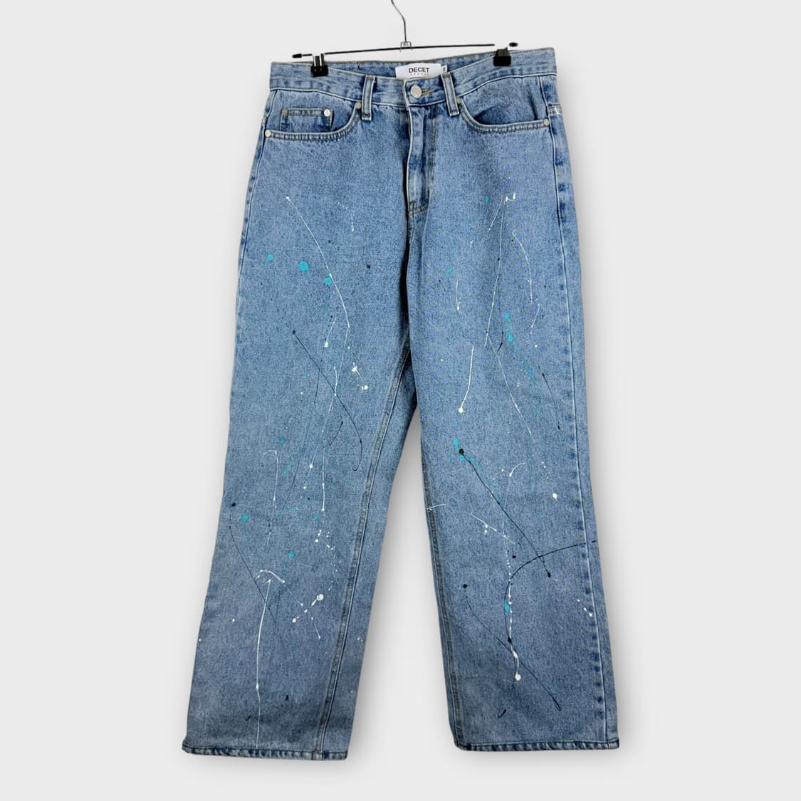 (30) 데케트 미니멀 페인팅 와이드 데님 팬츠 상품이미지1