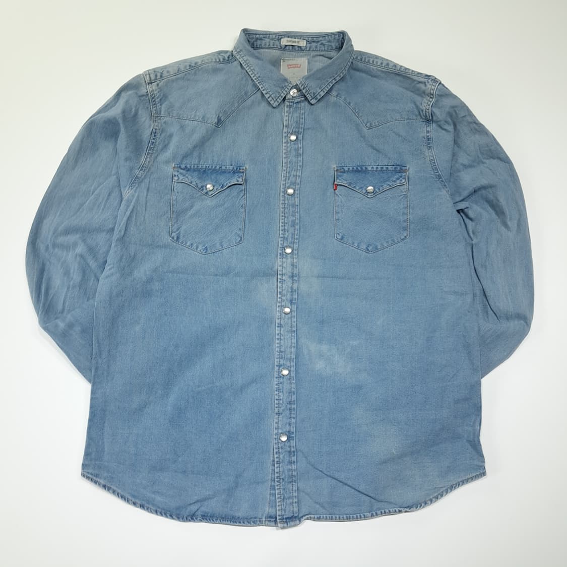 CL585 XL 리바이스 코튼 웨스턴 펄스냅 데님 셔츠 남방 상품이미지1