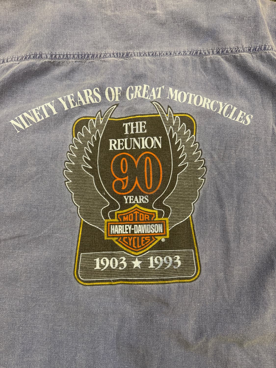 L)할리데이비슨 빈티지 90주년 프린팅 포캣 반팔 셔츠 상품이미지9