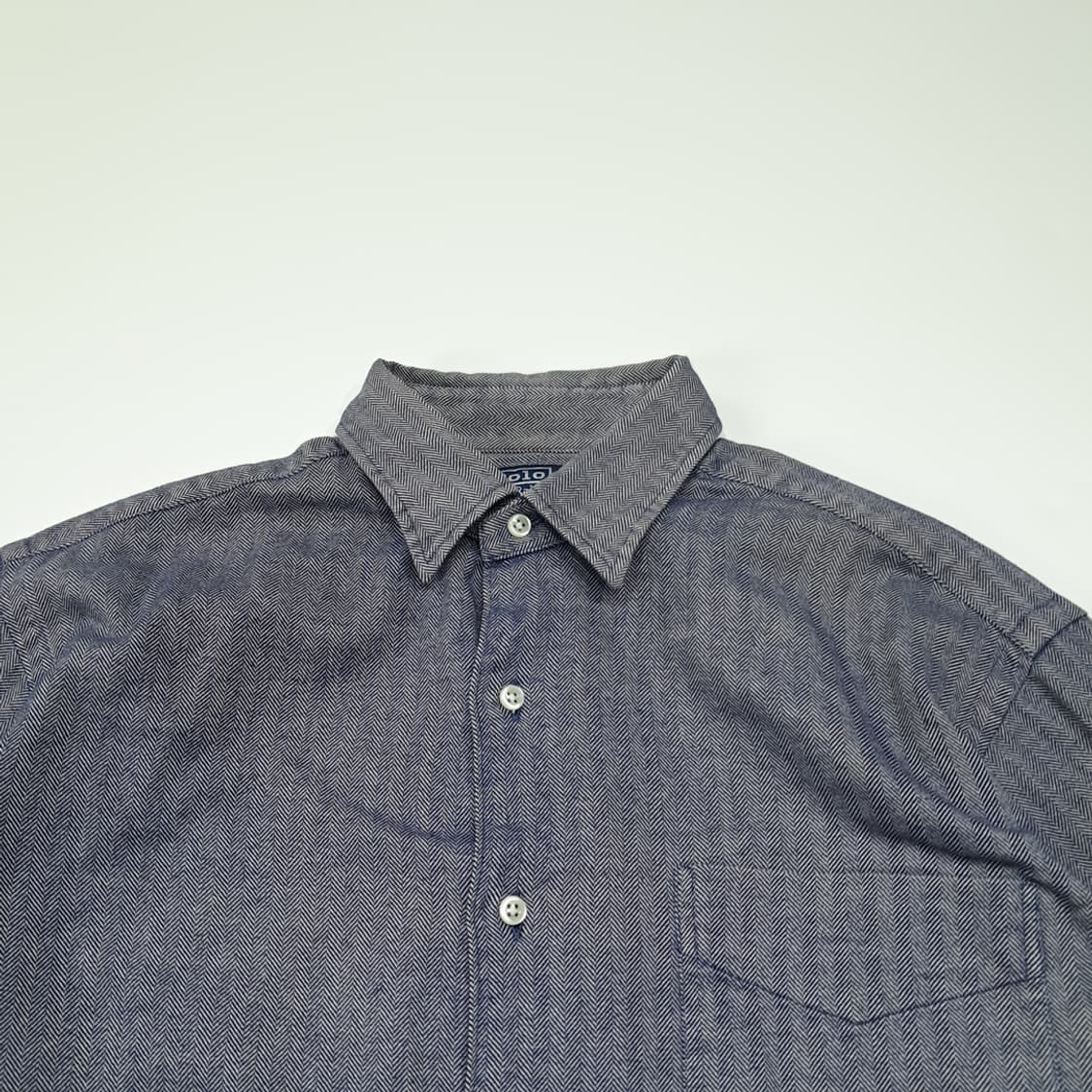 CL798 M 폴로 90s 홍콩판 헤링본 로얄네이비 셔츠 남방 상품이미지2