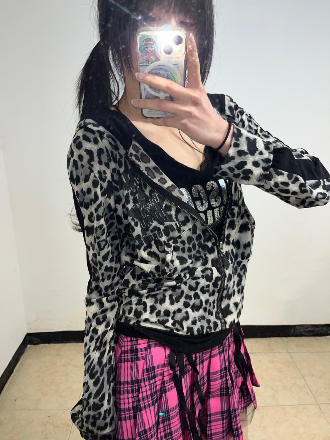 갸루펑크 레오파드 후드집업 상품이미지9