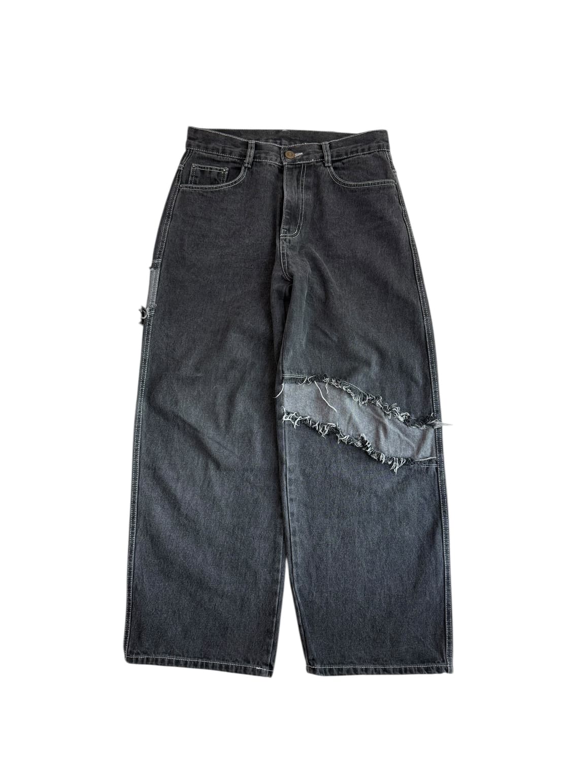 빈티지 패치 흑청 데님 팬츠 상품이미지6