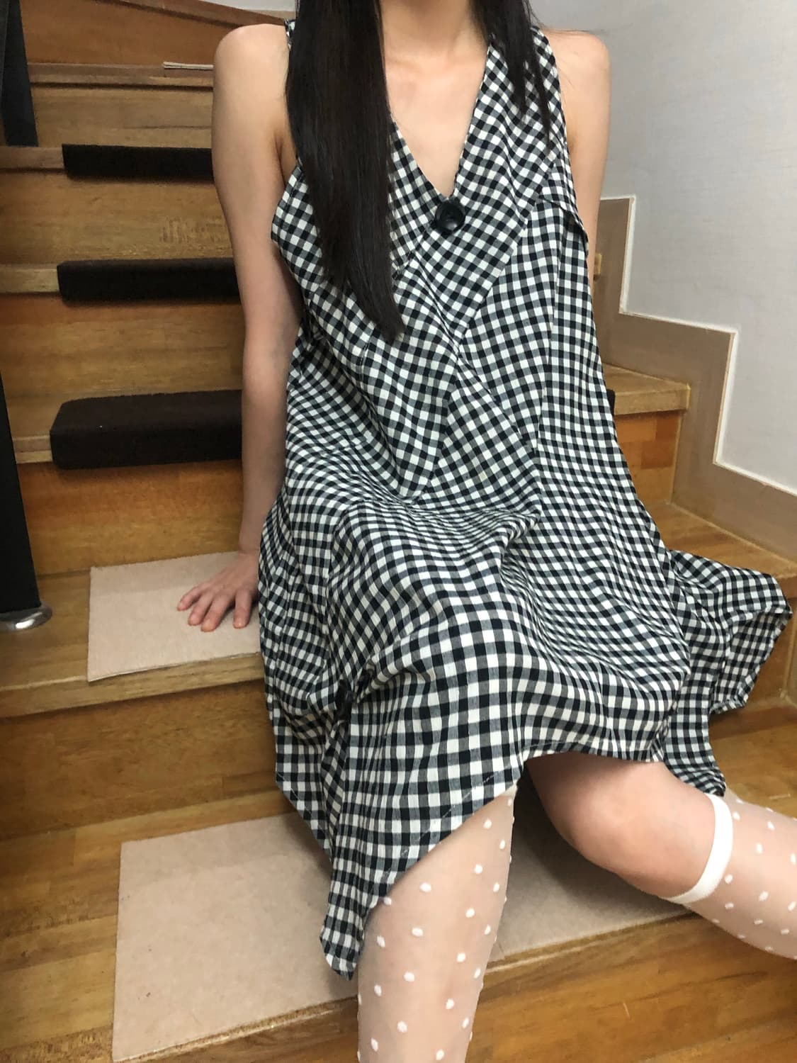 빈티지 블랙 체크 원피스 상품이미지8