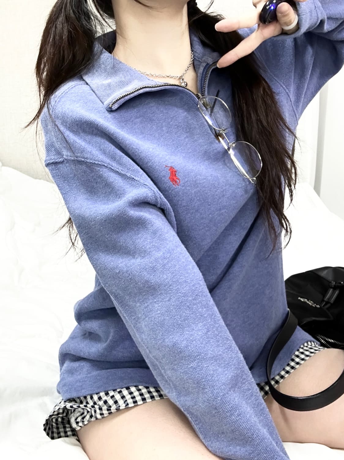 폴로 레드포니 블루 코튼 반집업 상품이미지3