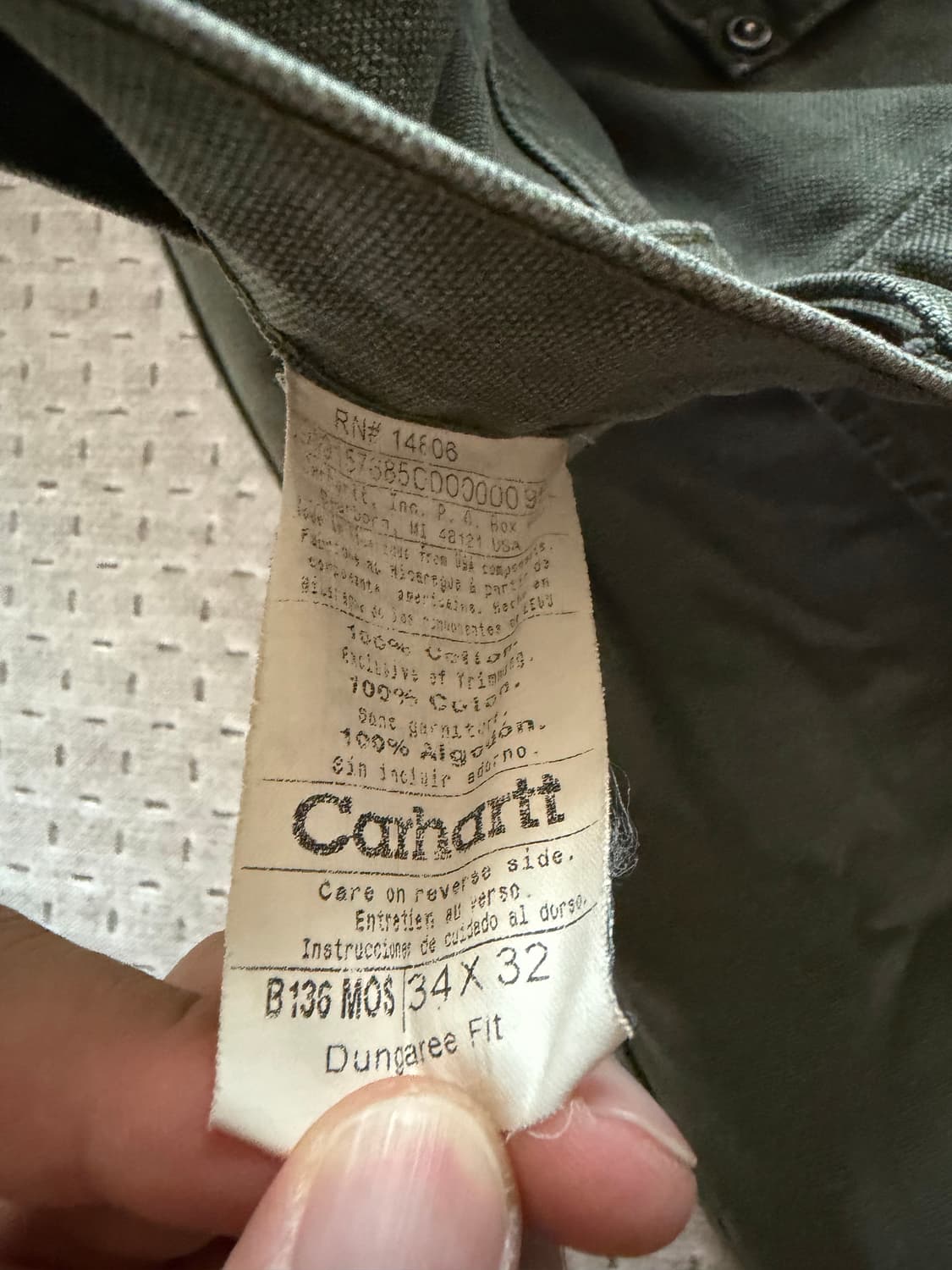 [34] 칼하트 더블니 워크팬츠 b136 모스 상품이미지5