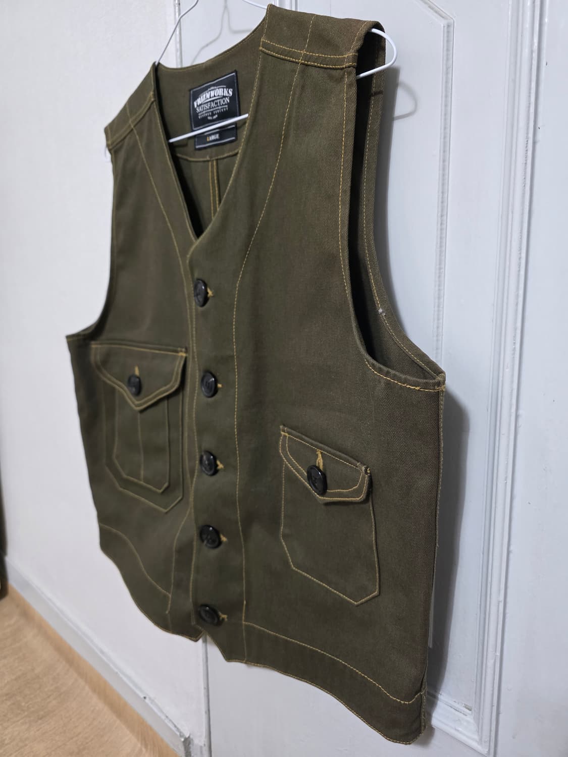 프리즘웍스 워크 베스트 카키 L 상품이미지4