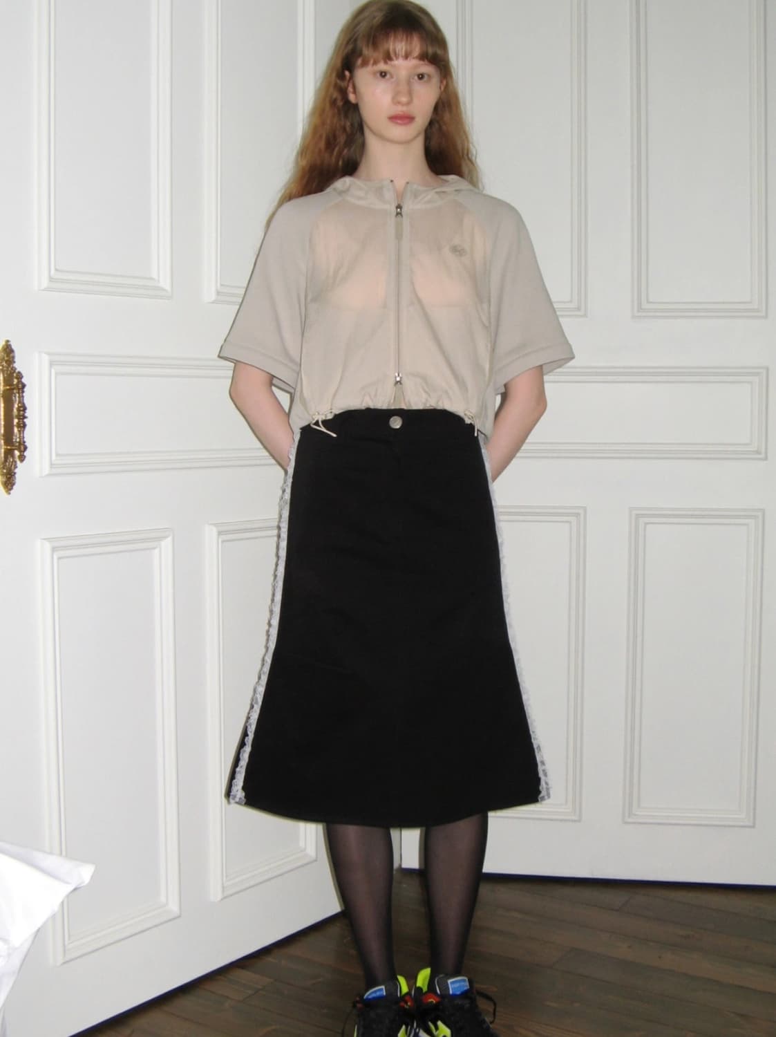 시눈 프릴 미디 스커트 상품이미지3