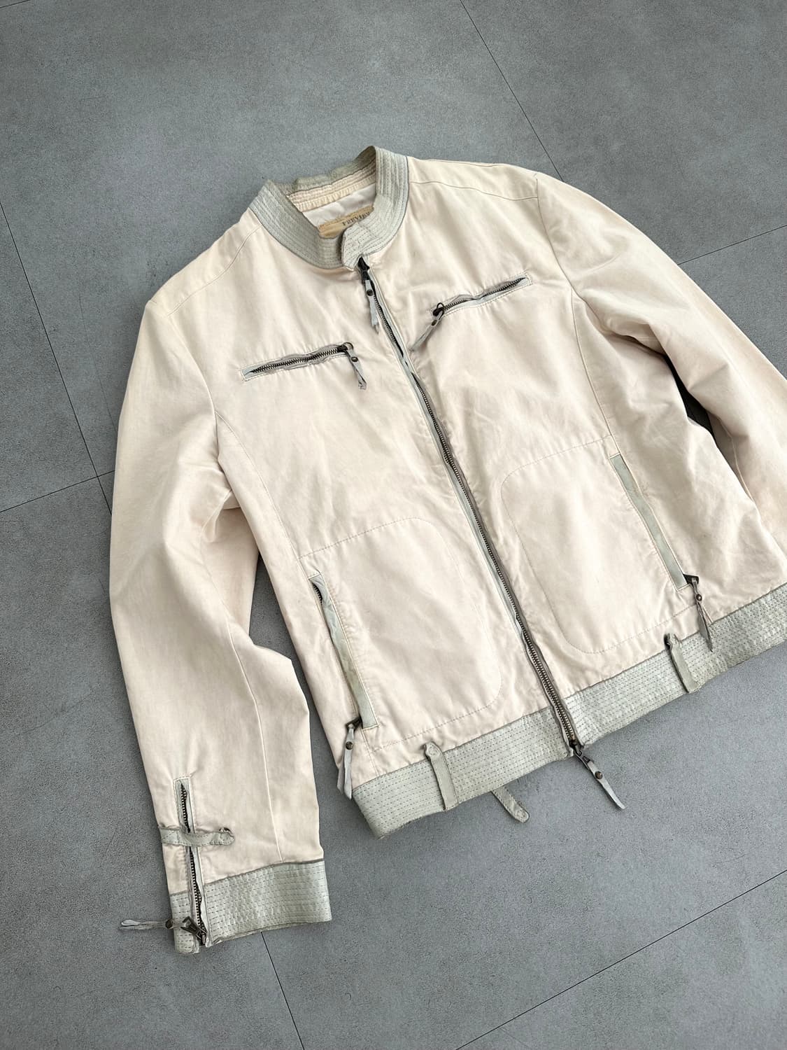 Preview 이탈리 워싱 코튼 레더 집업자켓 상품이미지2