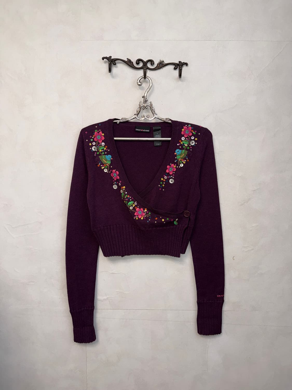 DKNY deep purple fairy beads wrap 가디건 상품이미지3