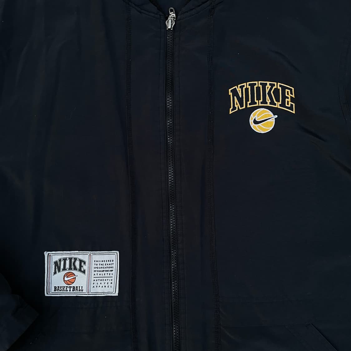 90s 나이키 베스킷볼 자수 빅로고 올드스쿨 투톤 배색 누빔 돕바 점퍼 상품이미지6