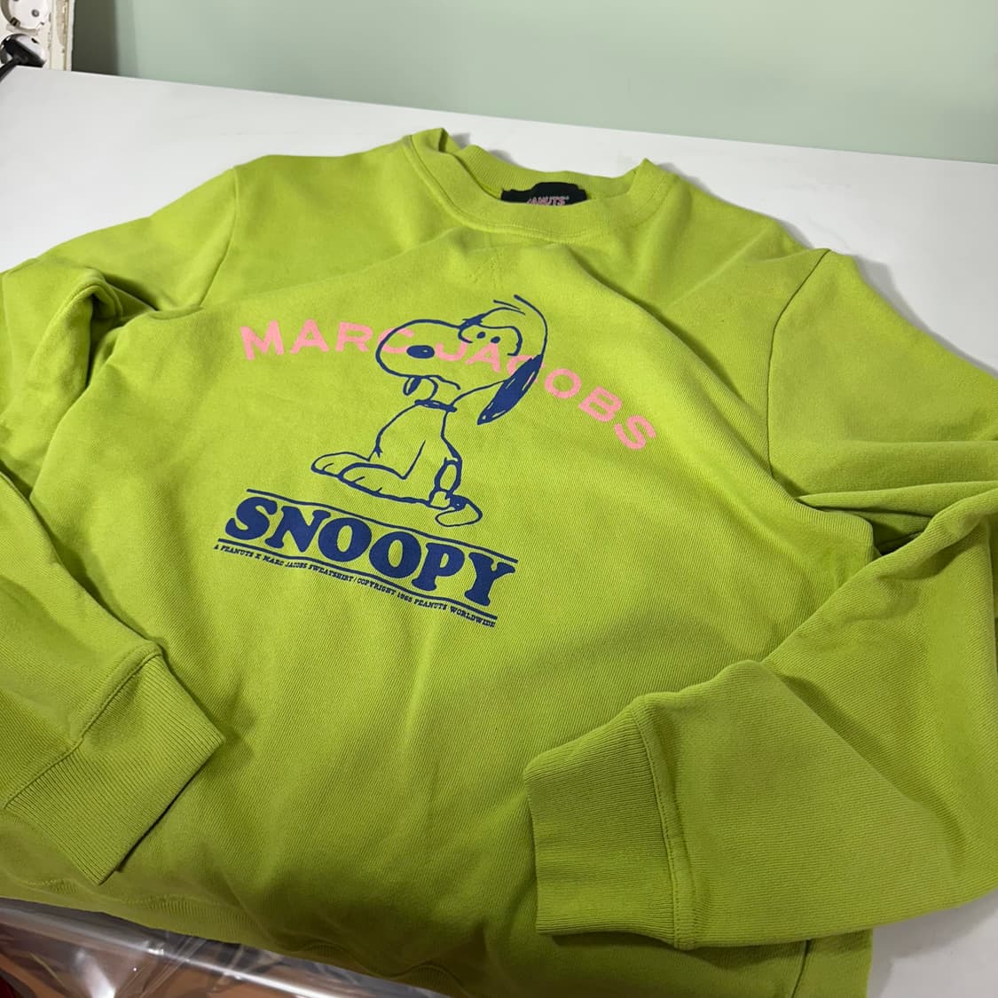 택달린새것 M 마크제이콥스 X 더피넛 오버핏 옐로우그린 스웻셔츠 맨투맨 상품이미지2