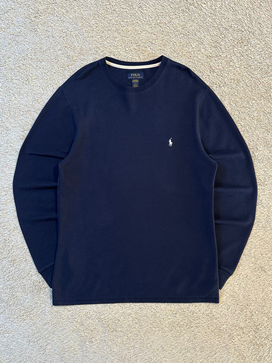 폴로 랄프로렌 POLO 신형 와플 니트 롱슬리브 긴팔 네이비 상품이미지1