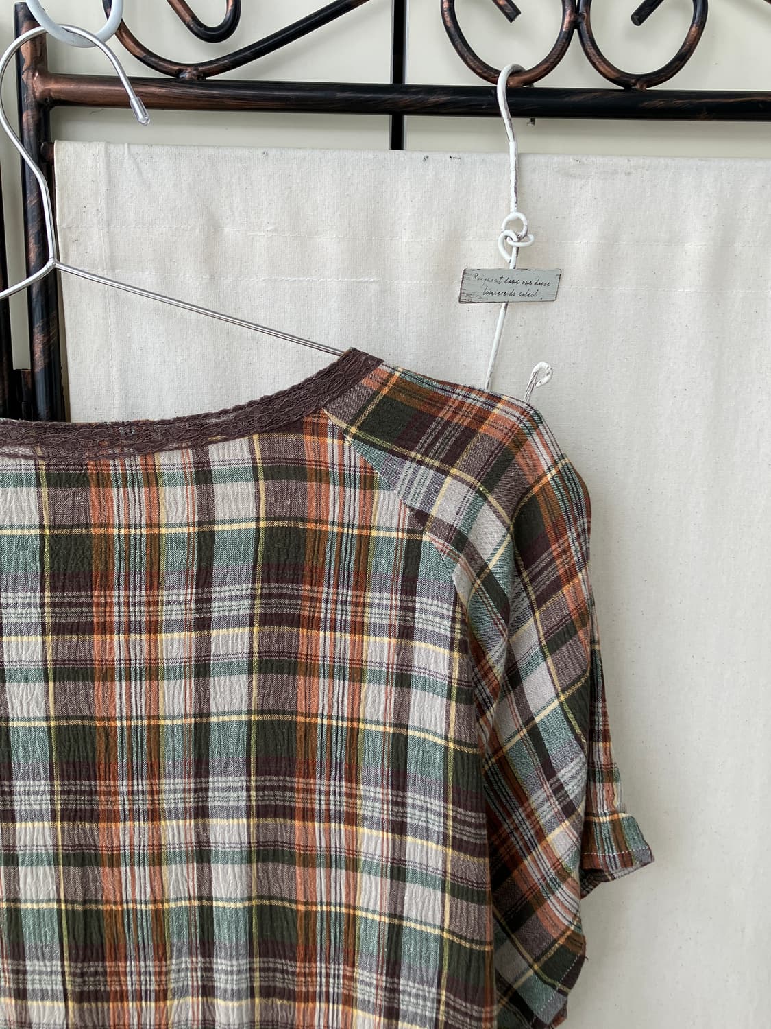 mori check lace slit blouse 상품이미지4
