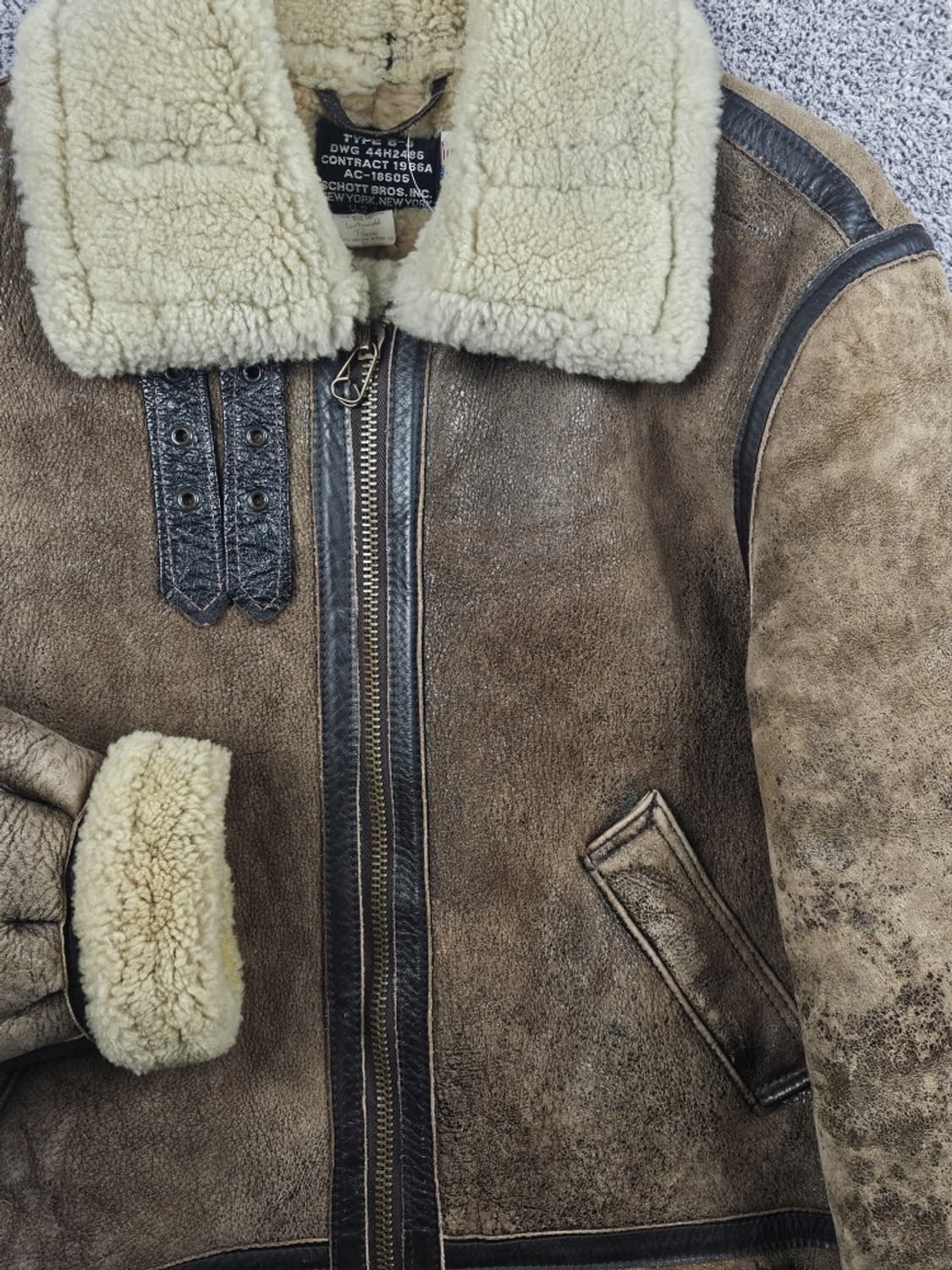 SCHOTT 쇼트 타입 B-3 플라이트 무스탕 자켓 (42)/ 10248 상품이미지6