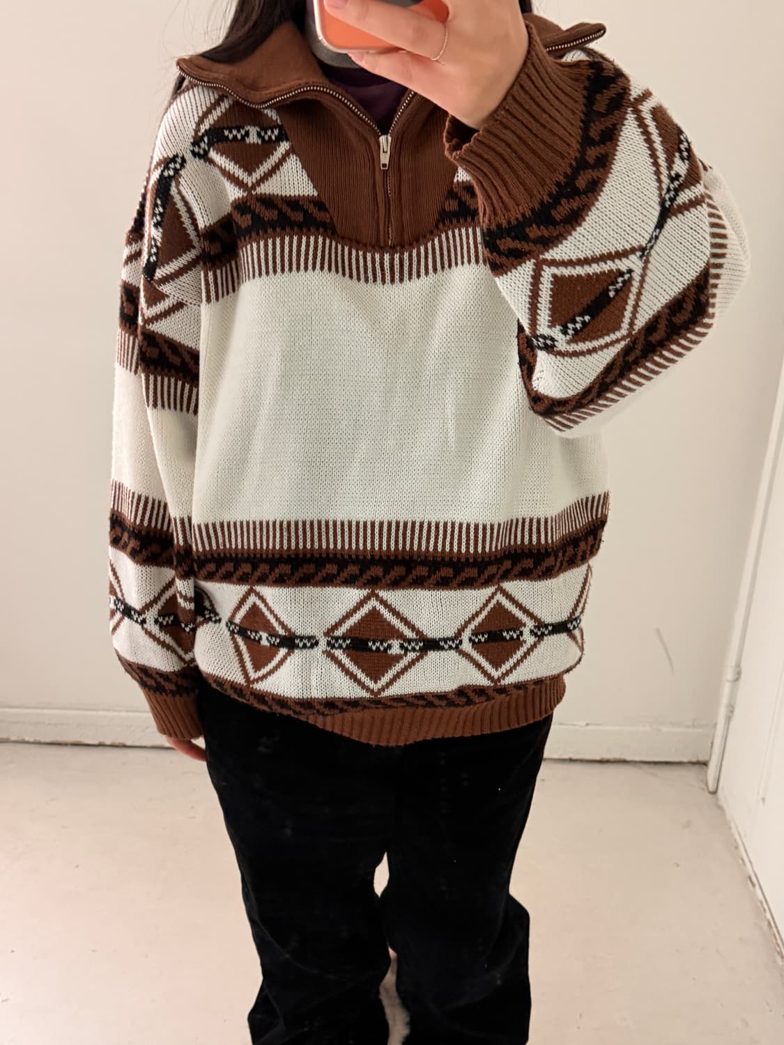 일본빈티지 패턴 하프집업 스웨터 상품이미지4