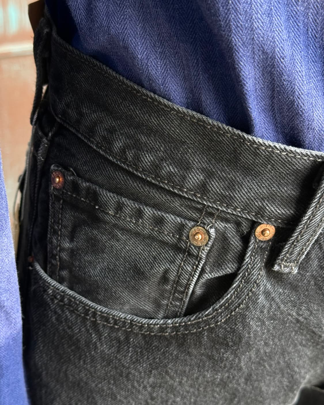 리바이스 501 스트레이트핏 블랙 데님 팬츠 32 상품이미지9