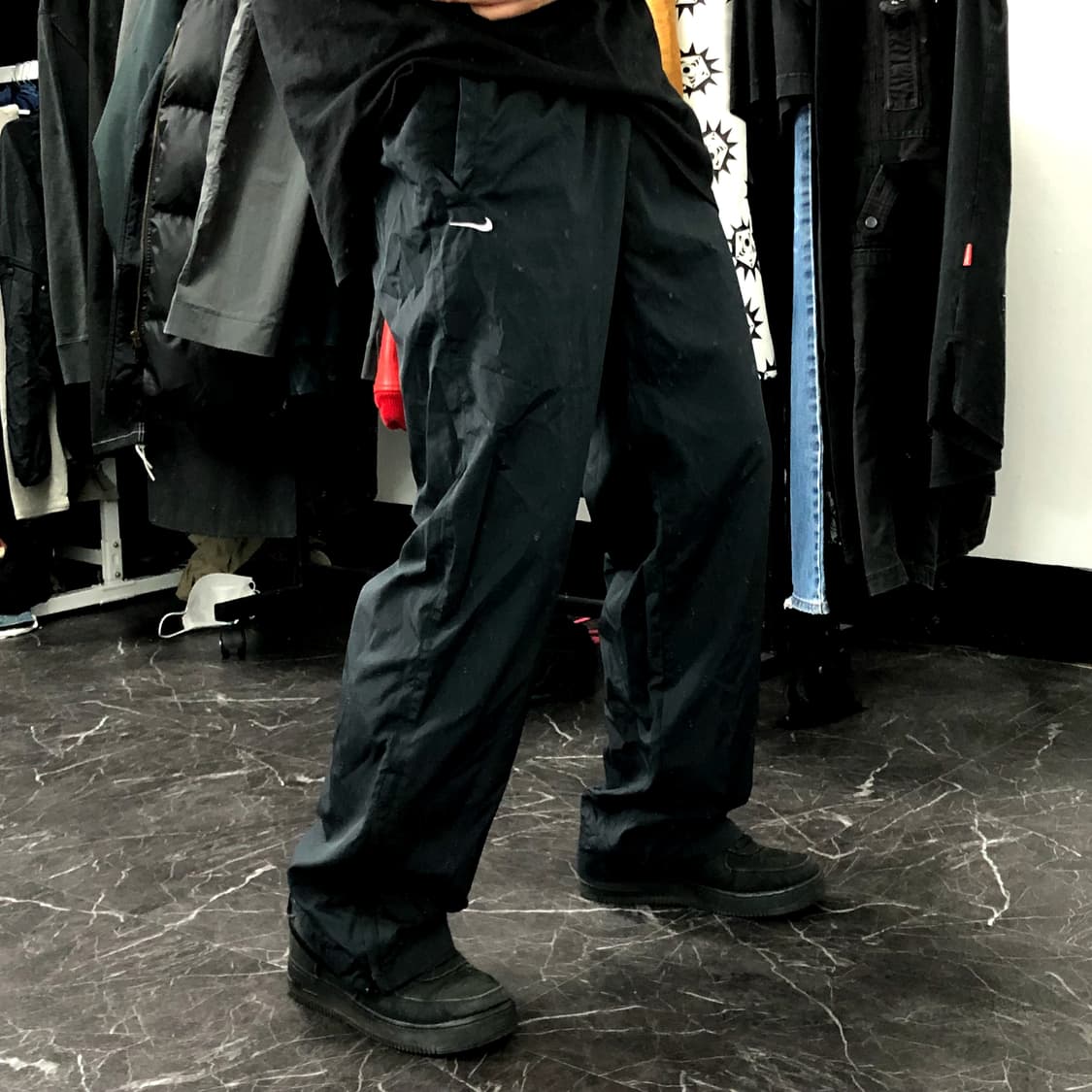 XL 나이키 스우시 오버사이즈 블랙 와이드 트랙팬츠 상품이미지2