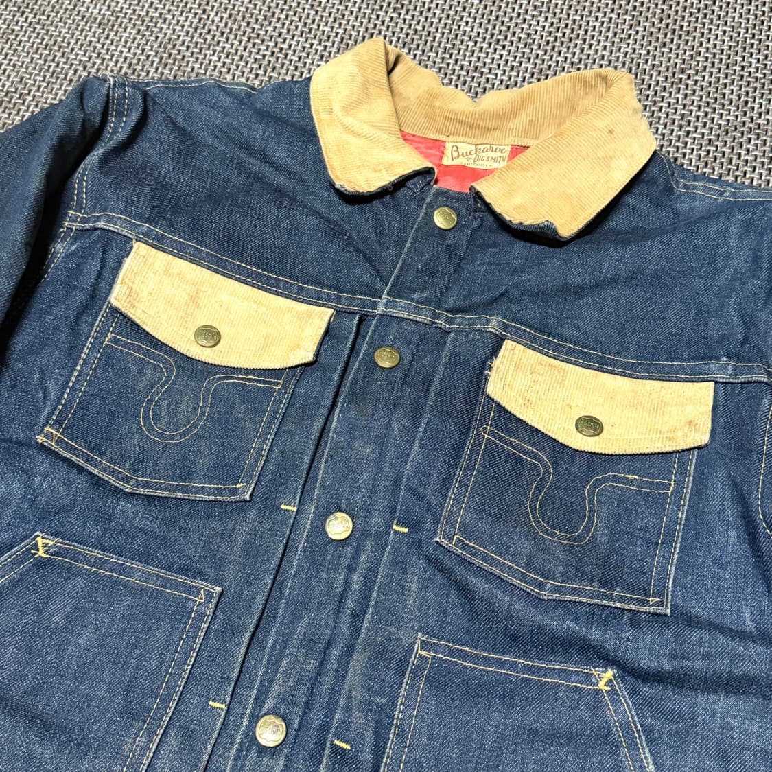 60~70s Big Smith 코듀로이 액센트 데님 웨스턴 워크자켓 상품이미지4