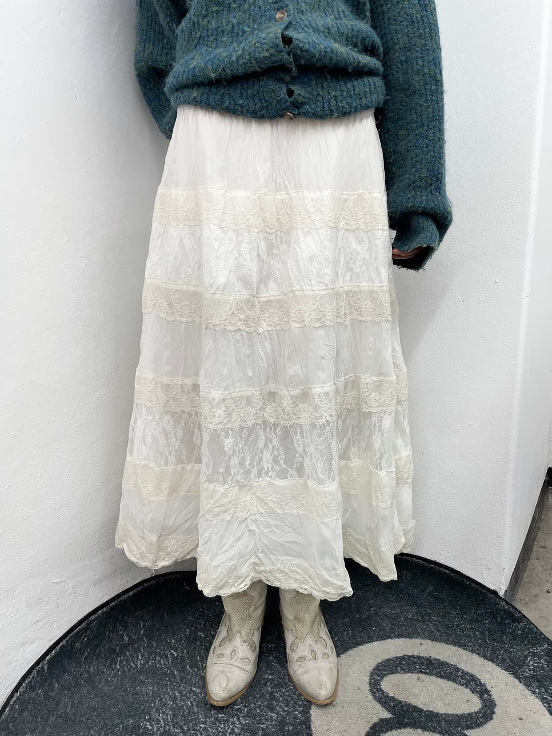 화이트모리 레이스 캉캉 롱 스커트 상품이미지1