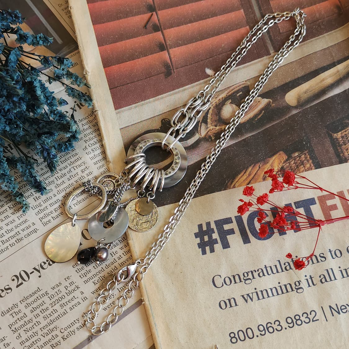 90s 프랑스 빈티지 쥬얼리 엔틱 실버 서클 펜던트 체인 목걸이 상품이미지3