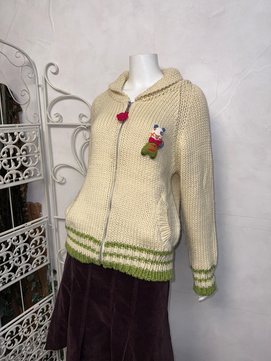 Ivory freaky monster cowichan knit zipup 상품이미지6