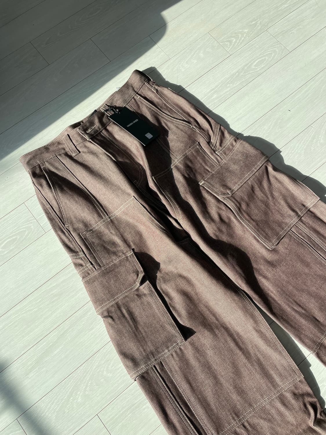 메종미네드 OBLIQUE CARPENTER WIDE PANTS BROWN 상품이미지1