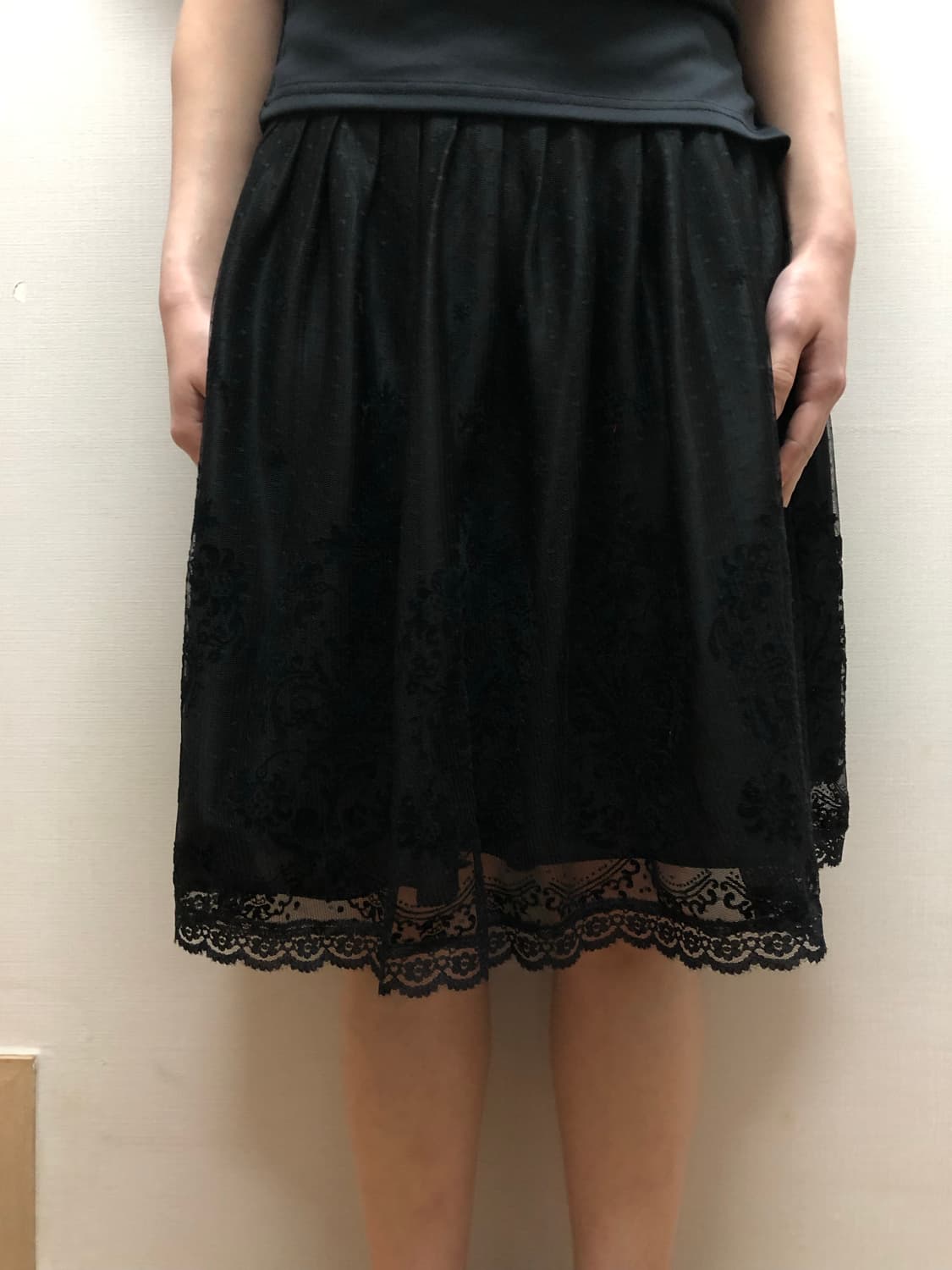 빈티지 블랙 레이스 미디 스커트 상품이미지6