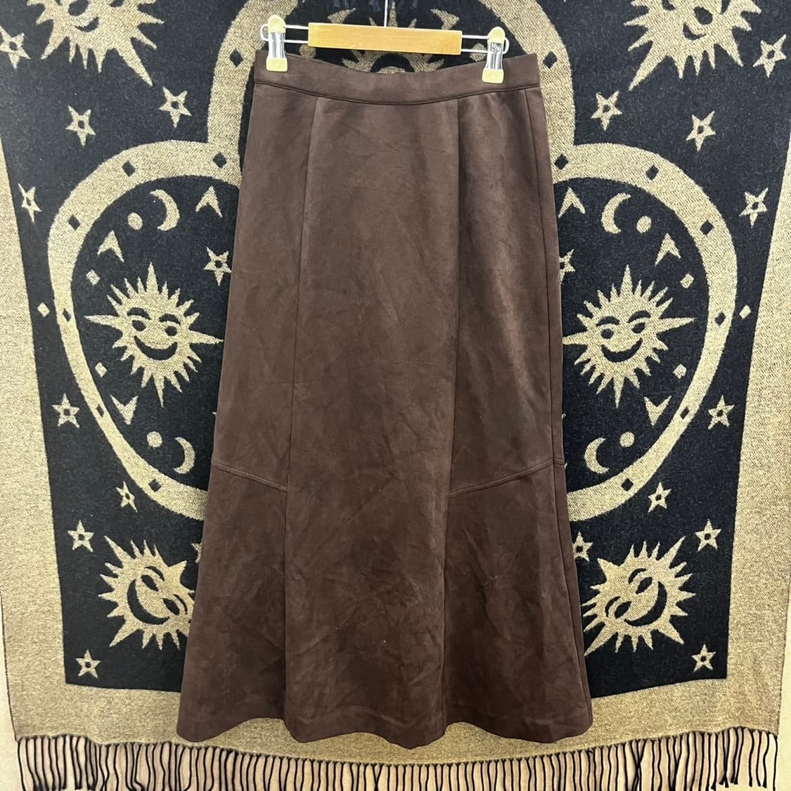 빈티지 모리 코코아 브라운 스웨이드 롱스커트 K0157 상품이미지3