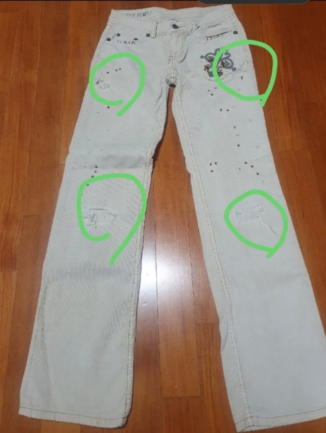 프리피플 자수 코듀로이 데미지 빈티지 면바지 상품이미지8