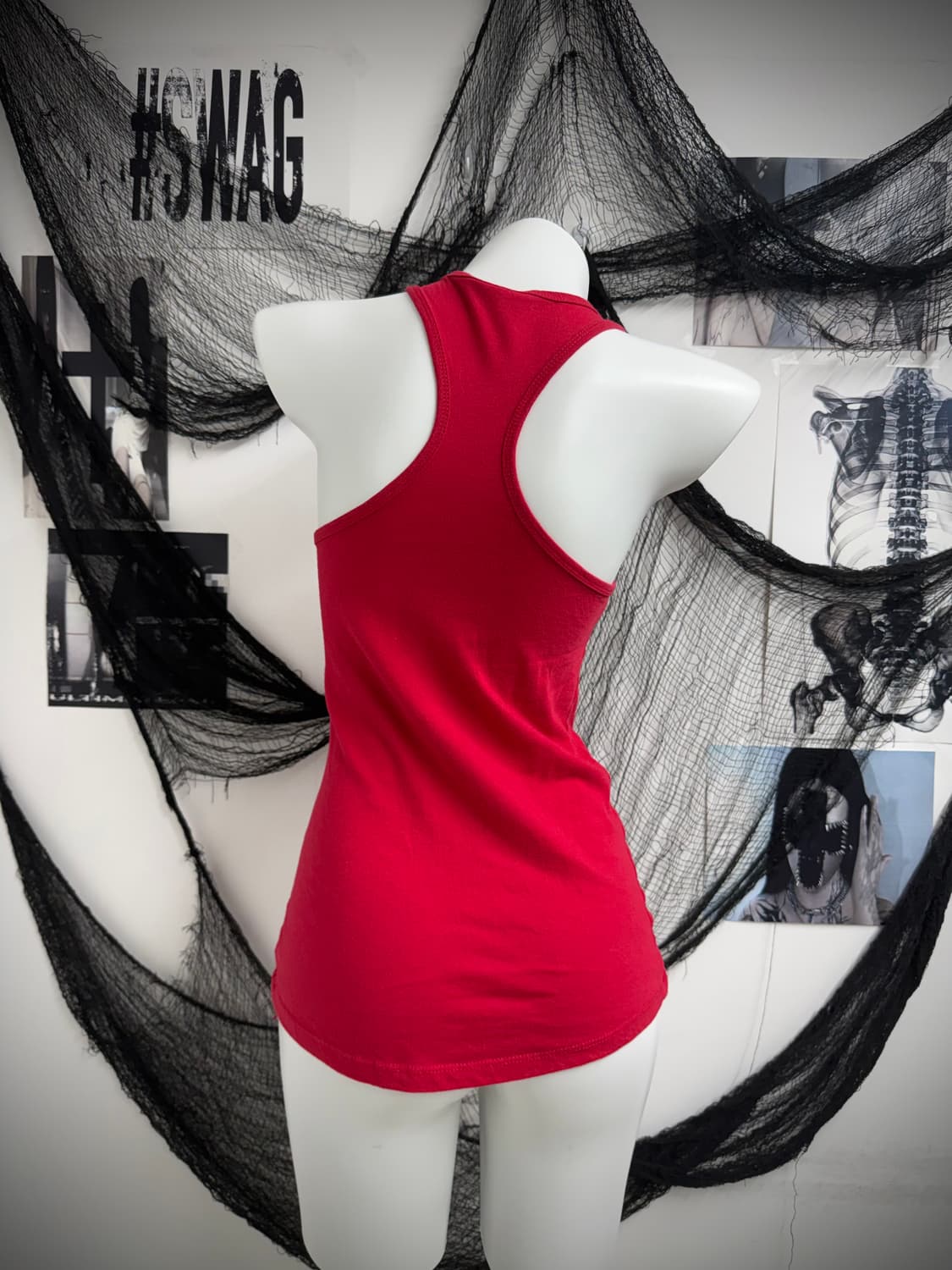 Skull printing red sleeveless 상품이미지3