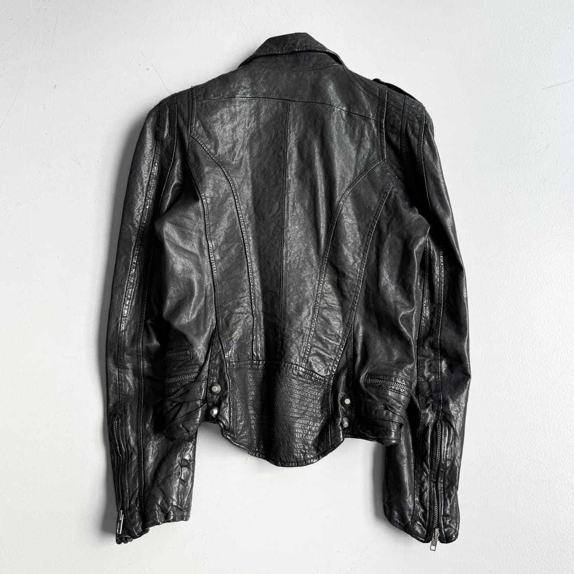 사선 라이더 리얼레더 릭오웬스맛 바이커 양가죽 자켓 상품이미지4