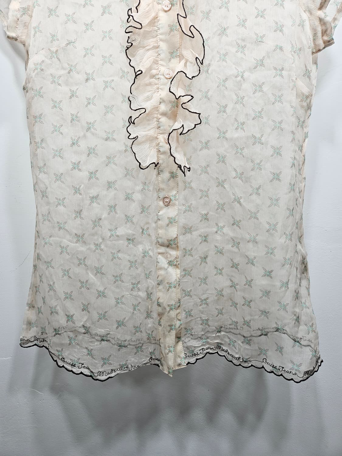 게스(Guess) 실크 100% 프릴 블라우스 S 상품이미지7