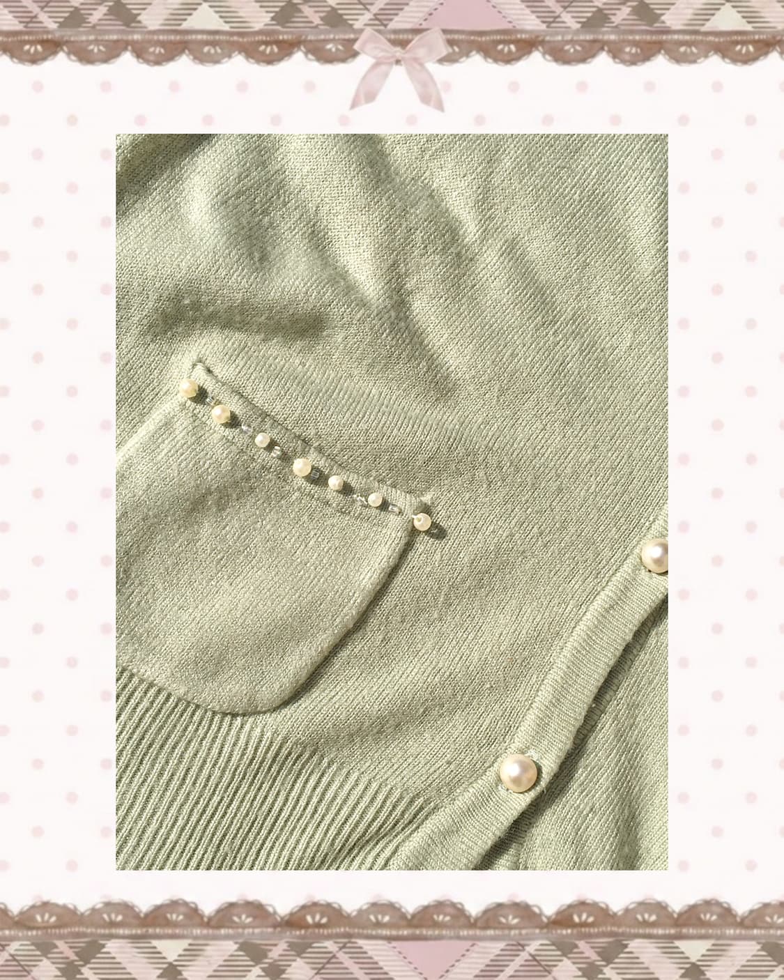 말차라떼 진주 비즈 가디건 상품이미지3