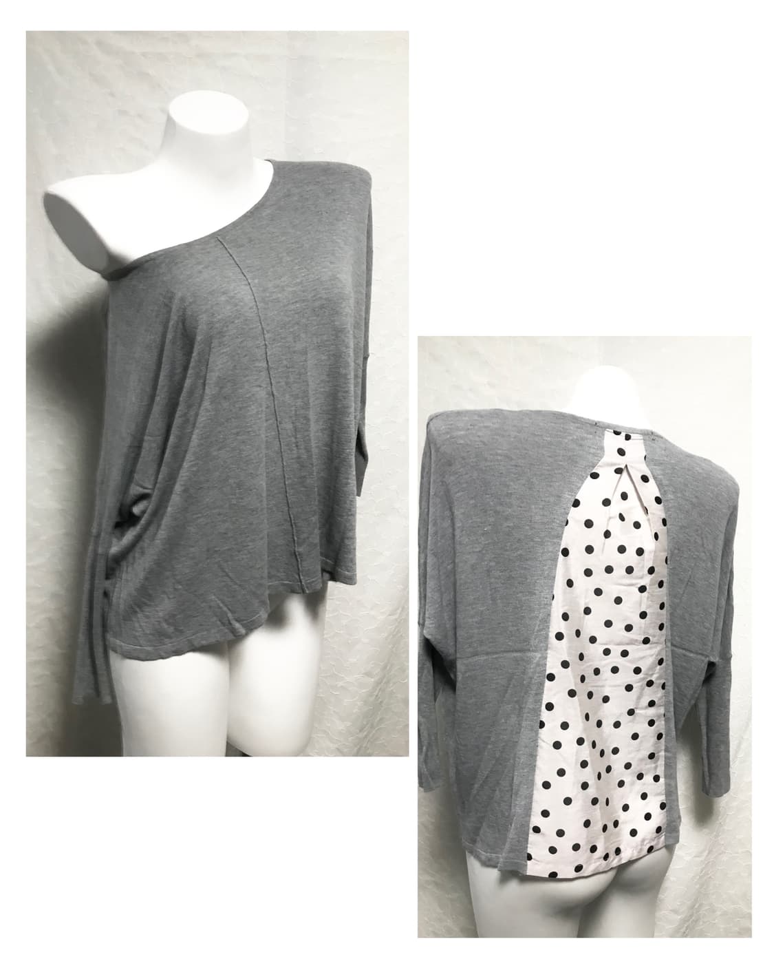 빈티지 너드 모리 도트 가오리핏 니트 롱슬리브 탑 상품이미지1